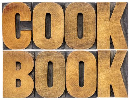 cookbook word abstract  - isolated text in letterpress wood type