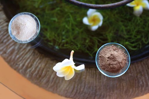 Spa accessories: body scrub with brown sugar crystals