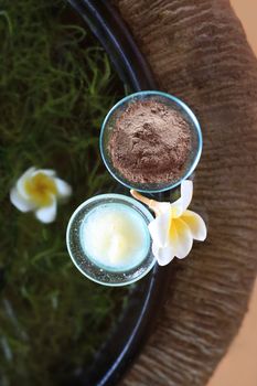 Spa accessories: body scrub with brown sugar crystals