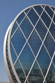 Aldar Headquarters Building in Abu Dhabi, UAE. It is the first circular building of its kind in the Middle East.