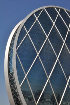 Aldar Headquarters Building in Abu Dhabi, UAE. It is the first circular building of its kind in the Middle East.