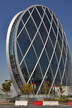 Aldar Headquarters Building in Abu Dhabi, UAE. It is the first circular building of its kind in the Middle East.