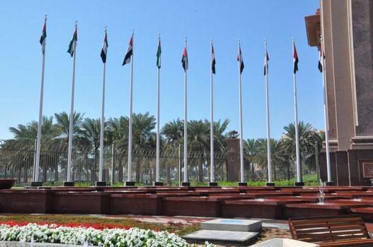 Entrance to Emirates Palace Hotel in Abu Dhabi, UAE. It is a seven star luxury hotel and has its own marina and helipad.