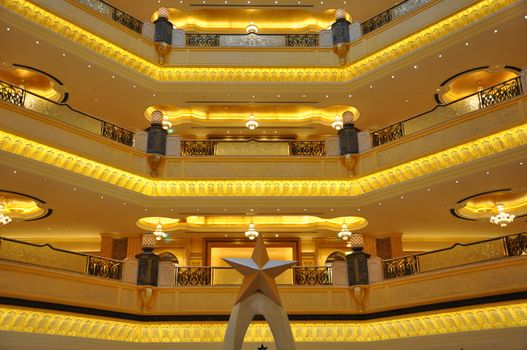 Interior of Emirates Palace Hotel in Abu Dhabi, UAE. It is a seven star luxury hotel and has its own marina and helipad.