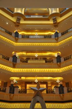 Interior of Emirates Palace Hotel in Abu Dhabi, UAE. It is a seven star luxury hotel and has its own marina and helipad.