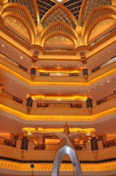 Interior of Emirates Palace Hotel in Abu Dhabi, UAE. It is a seven star luxury hotel and has its own marina and helipad.