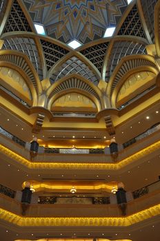 Interior of Emirates Palace Hotel in Abu Dhabi, UAE. It is a seven star luxury hotel and has its own marina and helipad.