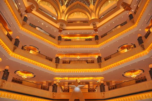 Interior of Emirates Palace Hotel in Abu Dhabi, UAE. It is a seven star luxury hotel and has its own marina and helipad.