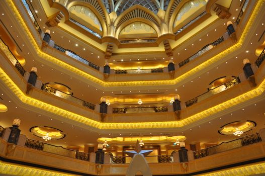 Interior of Emirates Palace Hotel in Abu Dhabi, UAE. It is a seven star luxury hotel and has its own marina and helipad.