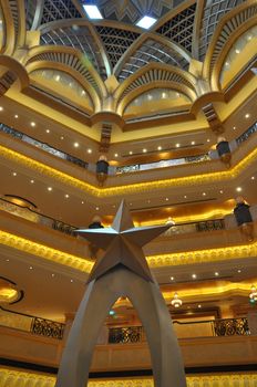 Interior of Emirates Palace Hotel in Abu Dhabi, UAE. It is a seven star luxury hotel and has its own marina and helipad.