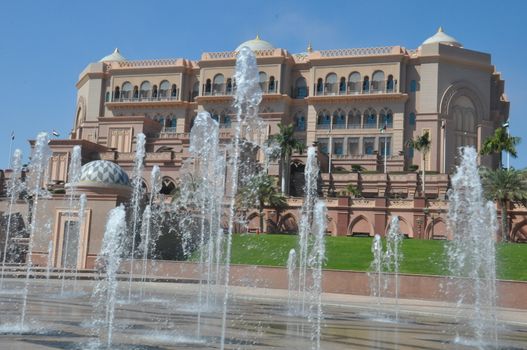 Emirates Palace Hotel in Abu Dhabi, UAE. It is a seven star luxury hotel and has its own marina and helipad.