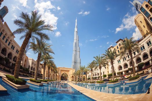 View of Burj Khalifa, the tallest building in the world, 829.8 m tall
