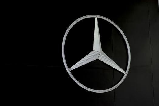 BANGKOK,THAILAND - APRIL 4 : mercedes benz logo on April 4,2015 at the 36th Bangkok international motor show in Thailand.