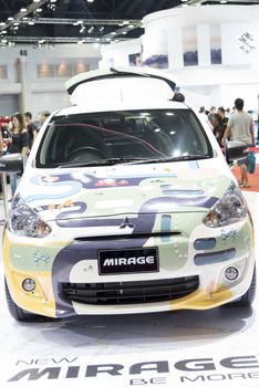 BANGKOK,THAILAND - APRIL 4 : mitsubishi mirage show on April 4,2015 at the 36th Bangkok international motor show in Thailand.