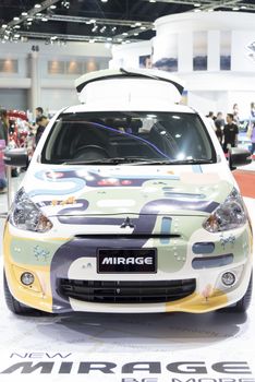 BANGKOK,THAILAND - APRIL 4 : mitsubishi mirage show on April 4,2015 at the 36th Bangkok international motor show in Thailand.