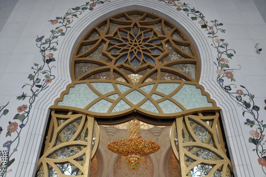 Magnificent interior of Sheikh Zayed Grand Mosque in Abu Dhabi, UAE. It is the largest mosque in the UAE and the eighth largest mosque in the world.