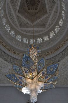 Magnificent interior of Sheikh Zayed Grand Mosque in Abu Dhabi, UAE. It is the largest mosque in the UAE and the eighth largest mosque in the world.