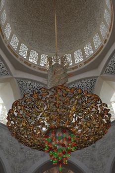 Magnificent interior of Sheikh Zayed Grand Mosque in Abu Dhabi, UAE. It is the largest mosque in the UAE and the eighth largest mosque in the world.