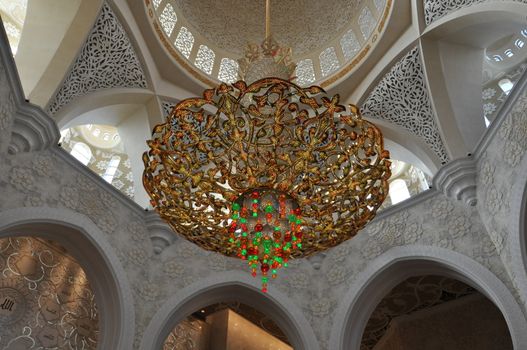 Magnificent interior of Sheikh Zayed Grand Mosque in Abu Dhabi, UAE. It is the largest mosque in the UAE and the eighth largest mosque in the world.