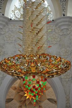 Magnificent interior of Sheikh Zayed Grand Mosque in Abu Dhabi, UAE. It is the largest mosque in the UAE and the eighth largest mosque in the world.