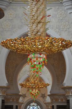 Magnificent interior of Sheikh Zayed Grand Mosque in Abu Dhabi, UAE. It is the largest mosque in the UAE and the eighth largest mosque in the world.