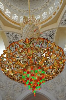 Magnificent interior of Sheikh Zayed Grand Mosque in Abu Dhabi, UAE. It is the largest mosque in the UAE and the eighth largest mosque in the world.