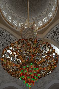 Magnificent interior of Sheikh Zayed Grand Mosque in Abu Dhabi, UAE. It is the largest mosque in the UAE and the eighth largest mosque in the world.