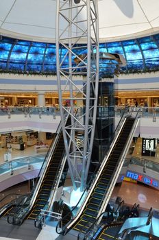 Marina Mall in Abu Dhabi, UAE. It is one of the largest malls in Abu Dhabi and features an observatory, ice rink, movie complex and bowling alley.