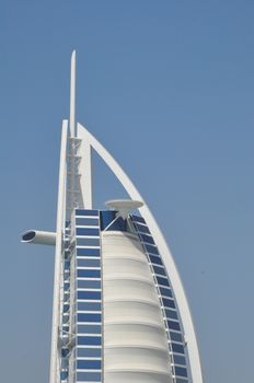 Burj Al Arab in Dubai, UAE. It is built on an artificial island, is considered a 7-star hotel and is the fourth tallest hotel in the world.