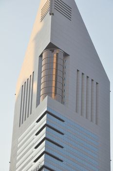 Emirates Towers in Dubai, United Arab Emirates (UAE). The complex contains the Emirates Office Tower and Jumeirah Emirates Towers Hotel, rising to 355 m and 309 m, respectively.