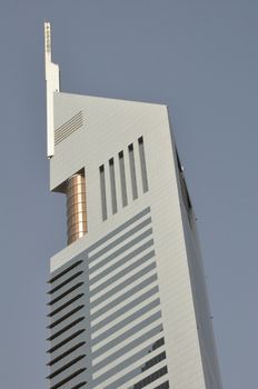 Emirates Towers in Dubai, United Arab Emirates (UAE). The complex contains the Emirates Office Tower and Jumeirah Emirates Towers Hotel, rising to 355 m and 309 m, respectively.