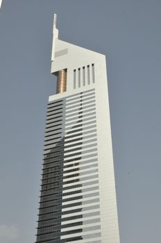 Emirates Towers in Dubai, United Arab Emirates (UAE). The complex contains the Emirates Office Tower and Jumeirah Emirates Towers Hotel, rising to 355 m and 309 m, respectively.