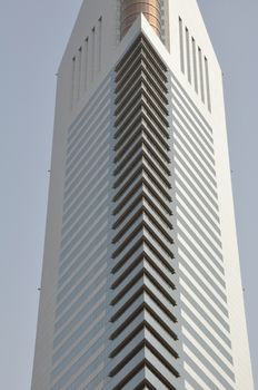 Emirates Towers in Dubai, United Arab Emirates (UAE). The complex contains the Emirates Office Tower and Jumeirah Emirates Towers Hotel, rising to 355 m and 309 m, respectively.