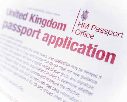 Detail Of A UK Or British Passport Application Form With Shallow DoF