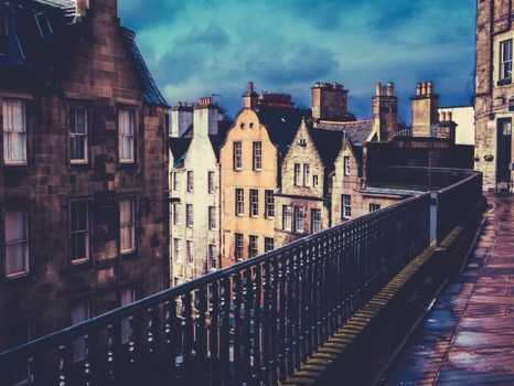 Retro FIltered Photo Of Historic Buildings On Victoria Street In The Old Town, Edinburgh