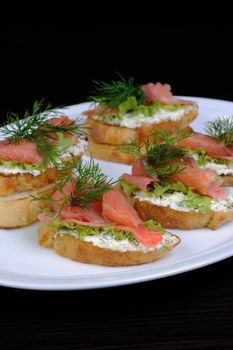 Sandwich with ricotta, pickled ginger and a slice of salted salmon