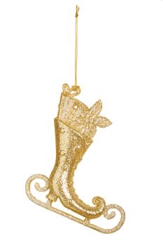Christmas decoration: golden skate isolated on white background