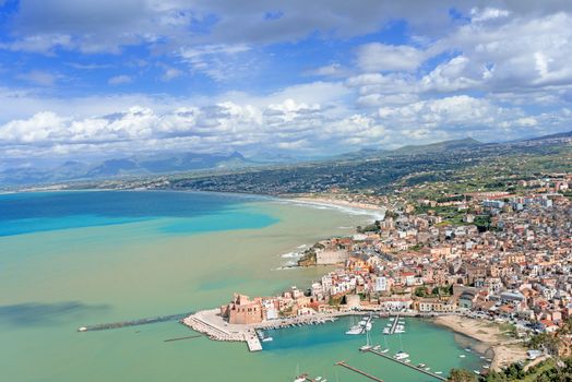 Aerial view of Castellamare del Golfo in Sicily