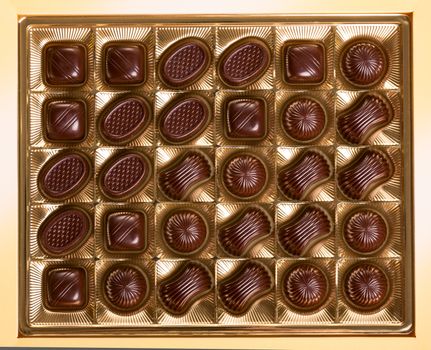 A box of various chocolate candies