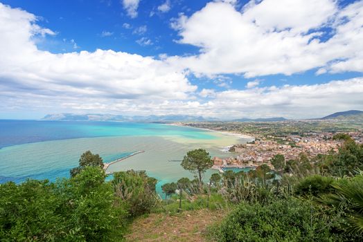 Aerial view of Castellamare del Golfo in Sicily