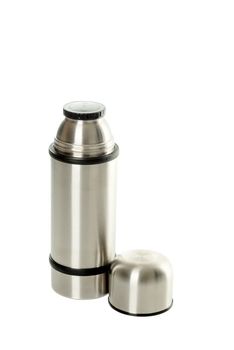 Thermo flask on the white background