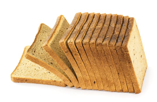 Sliced bread on white background