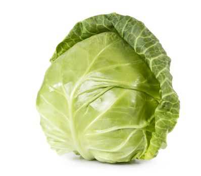 Whole fresh cabbage isolated on white