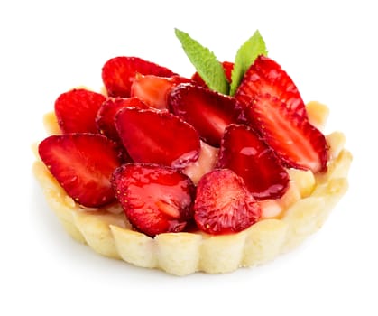 Strawberry cake isolated on white background