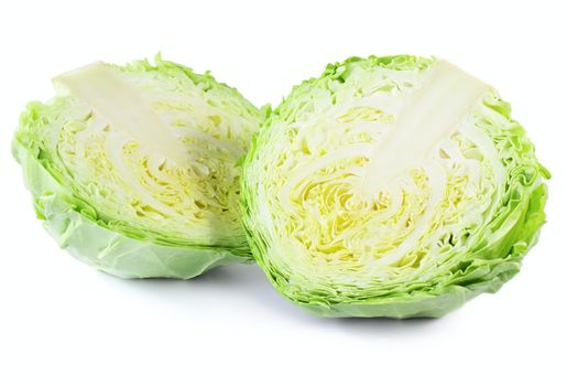 Two halfs of cabbage isolated on white