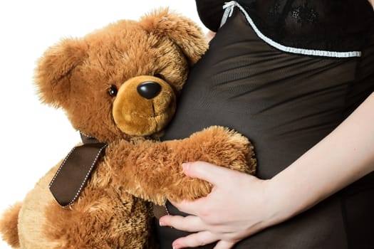 Teddy bear and belly isolated on white background