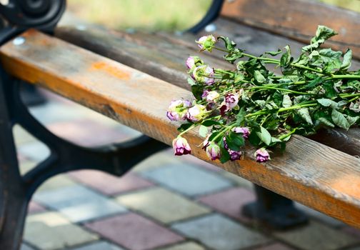 Dry bouquet on bench