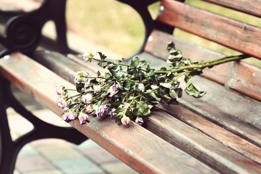 Dry bouquet on bench