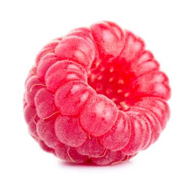 Ripe red raspberry isolated on white background