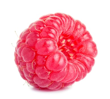 Ripe red raspberry isolated on white background